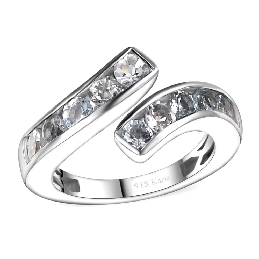 Karis Sky Blue Topaz 1.35 ctw Bypass Ring in Platinum Bond